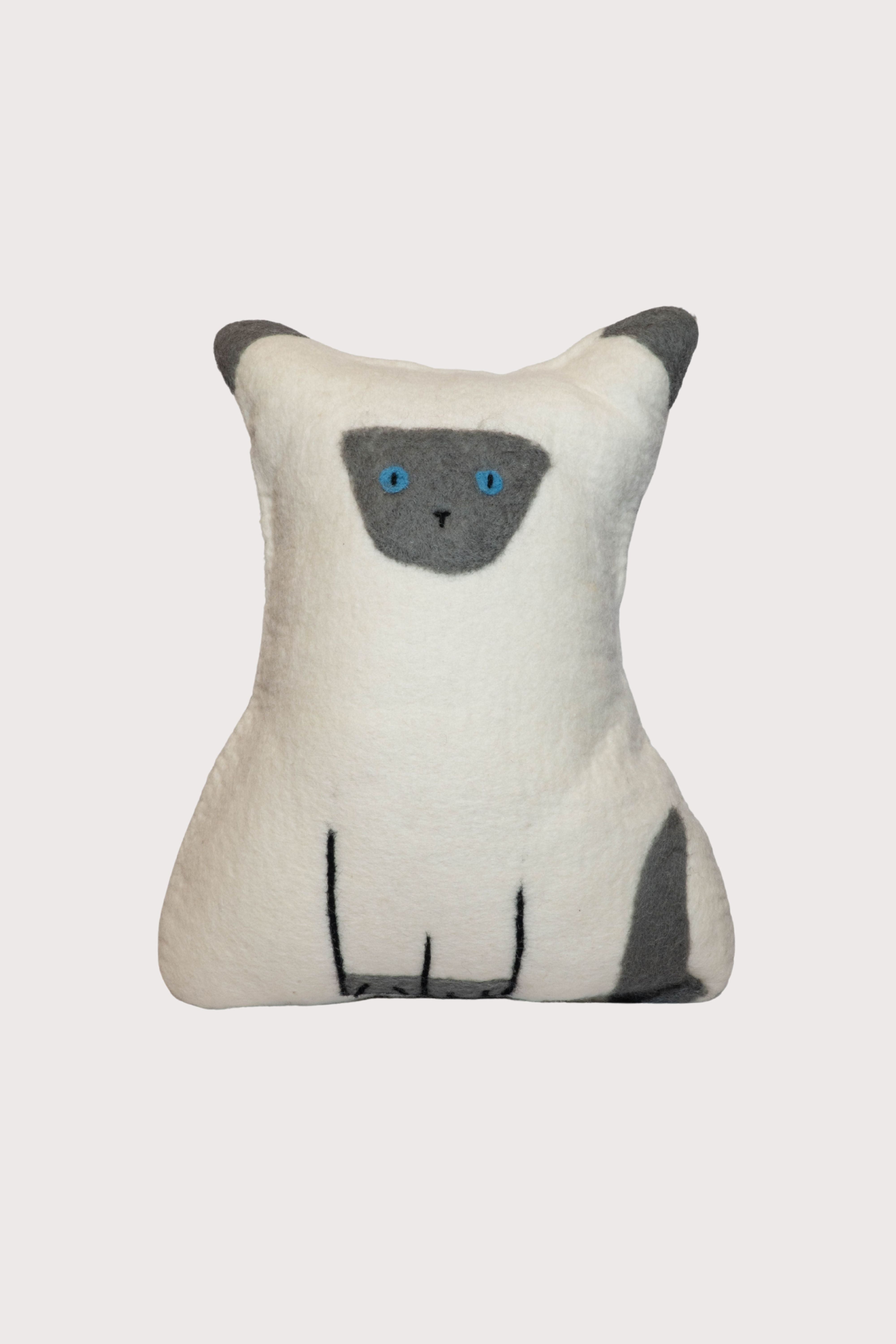 Felt Grey White Cat Cushion