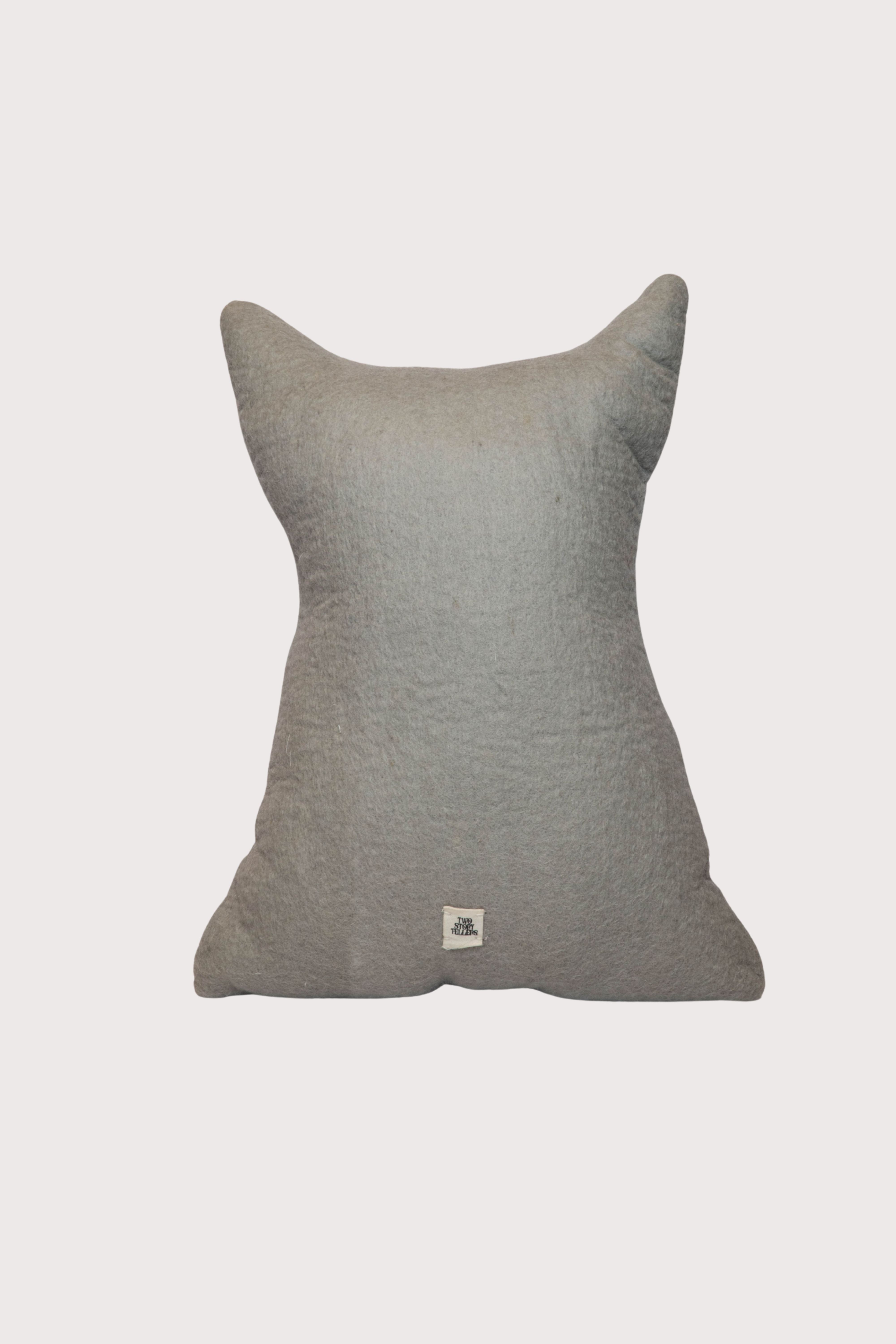 Felt Grey Pink Cat Cushion