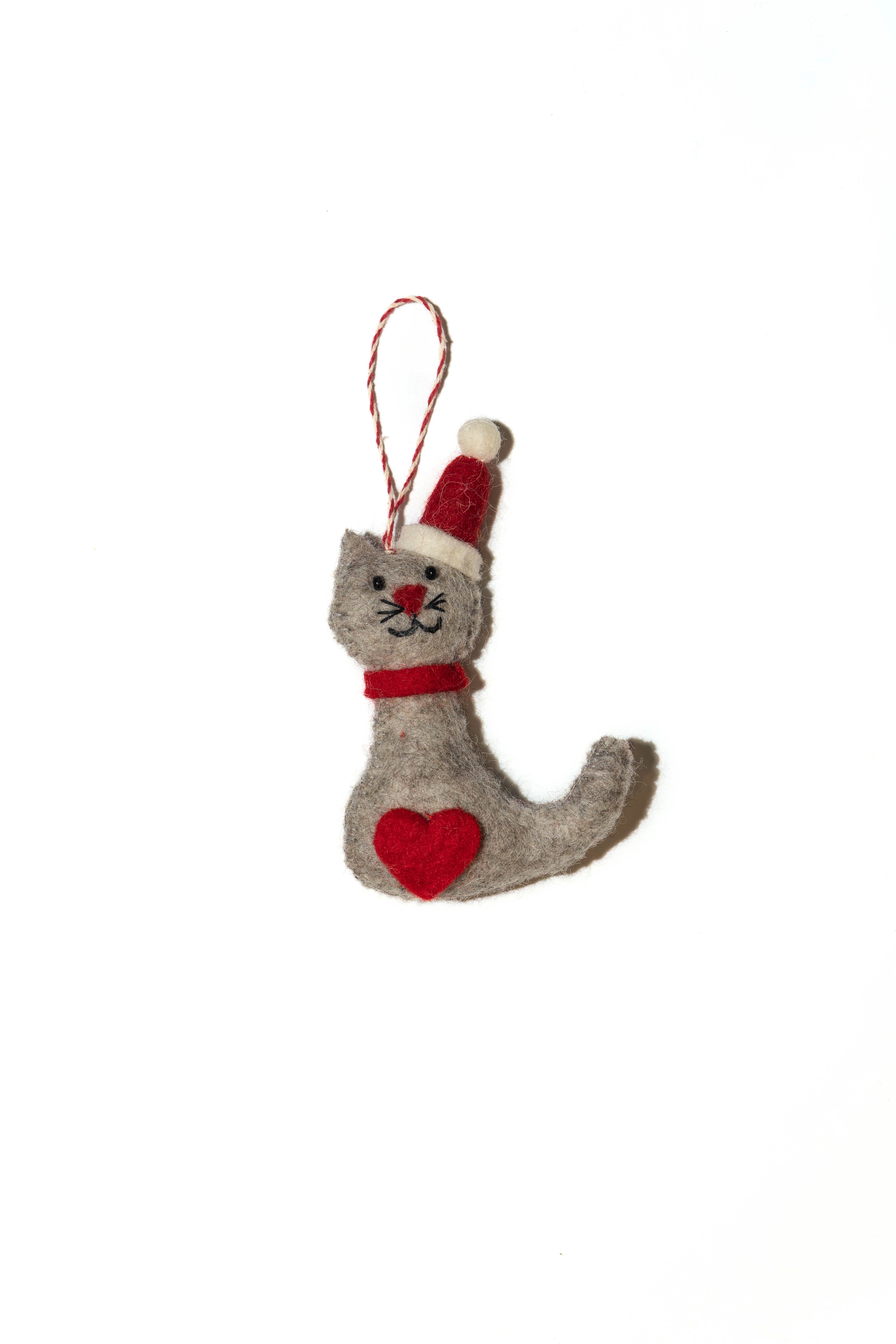Felt Christmas Cat Charm