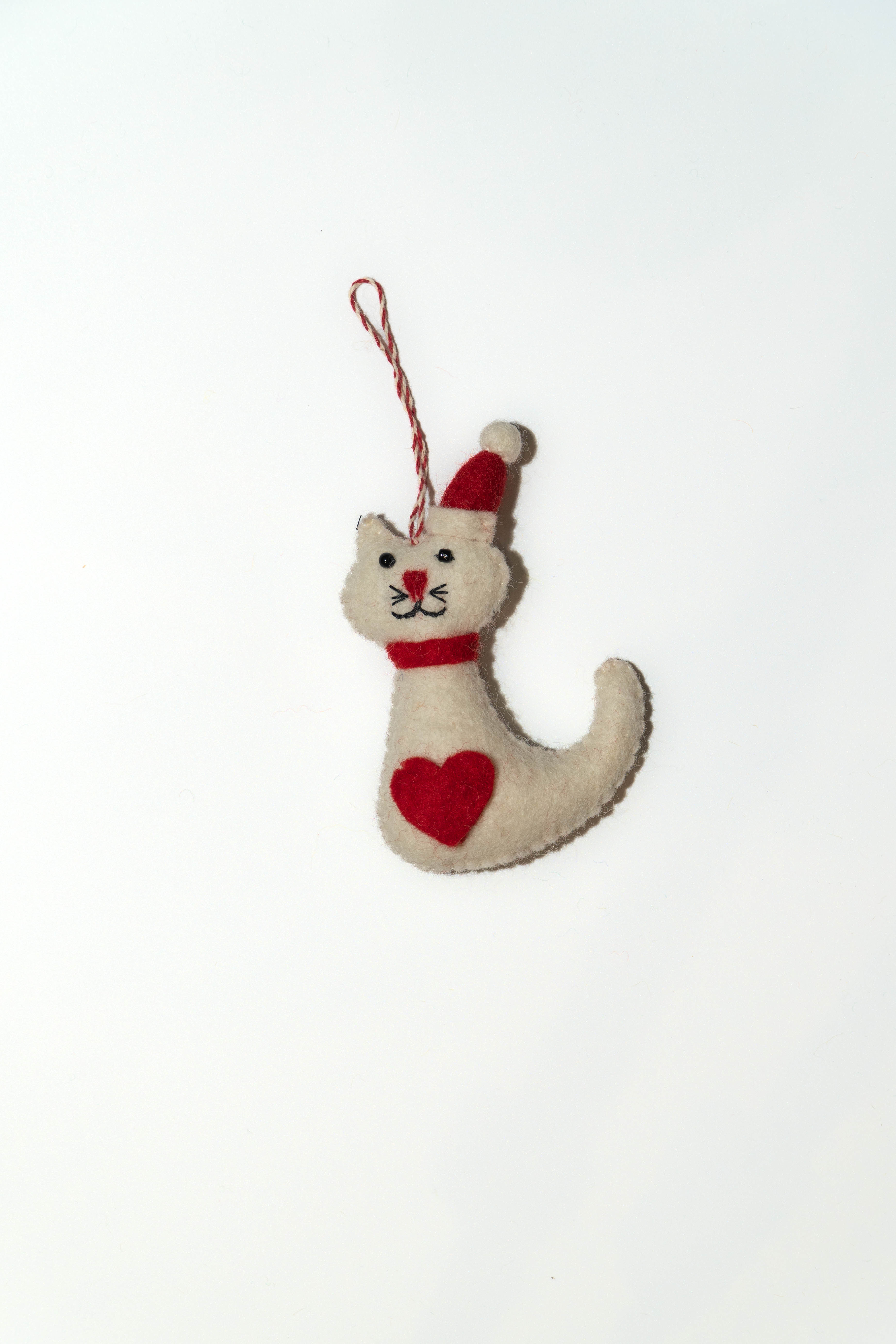Felt Christmas Cat Charm