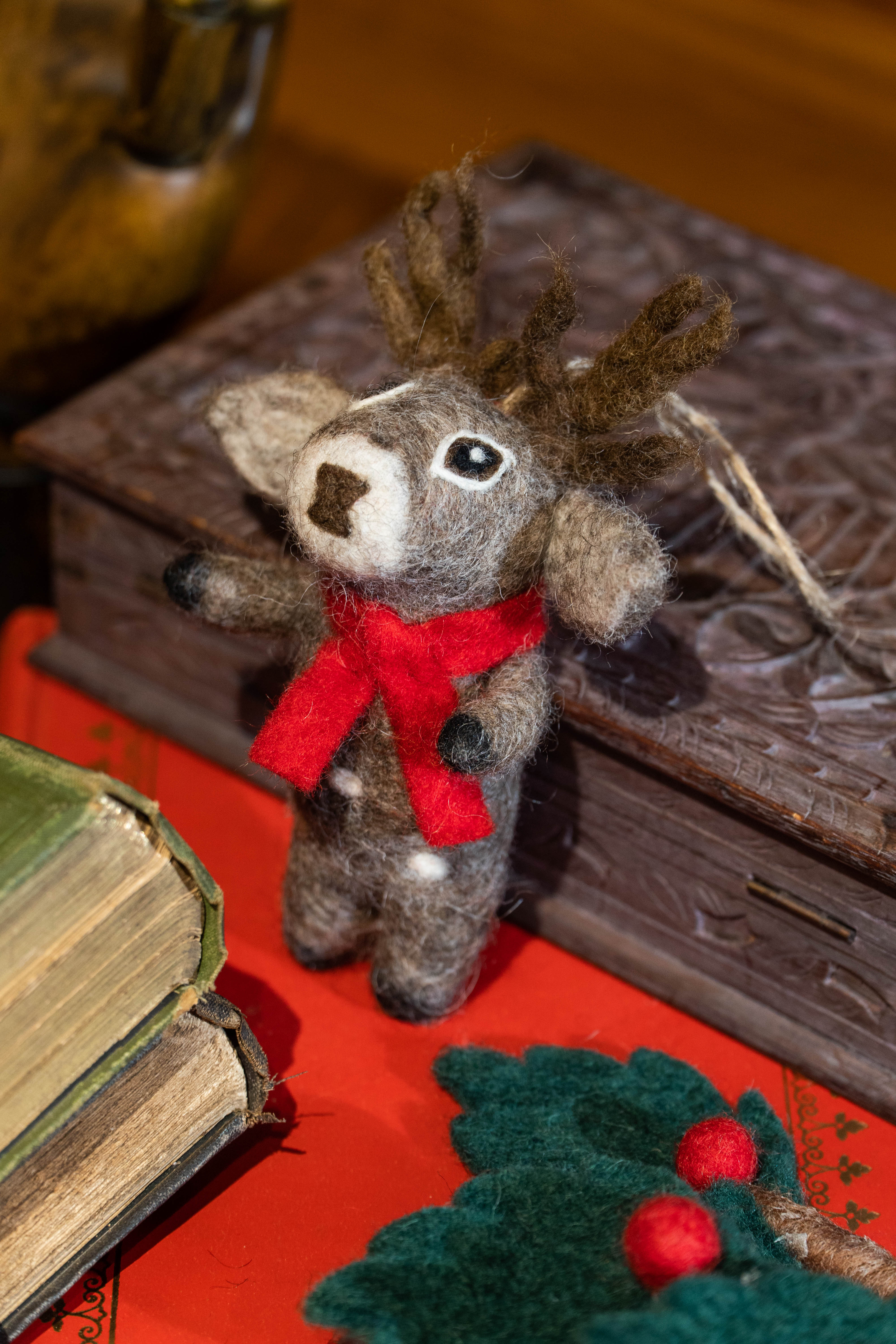 Felt Reindeer with Scarf Charm