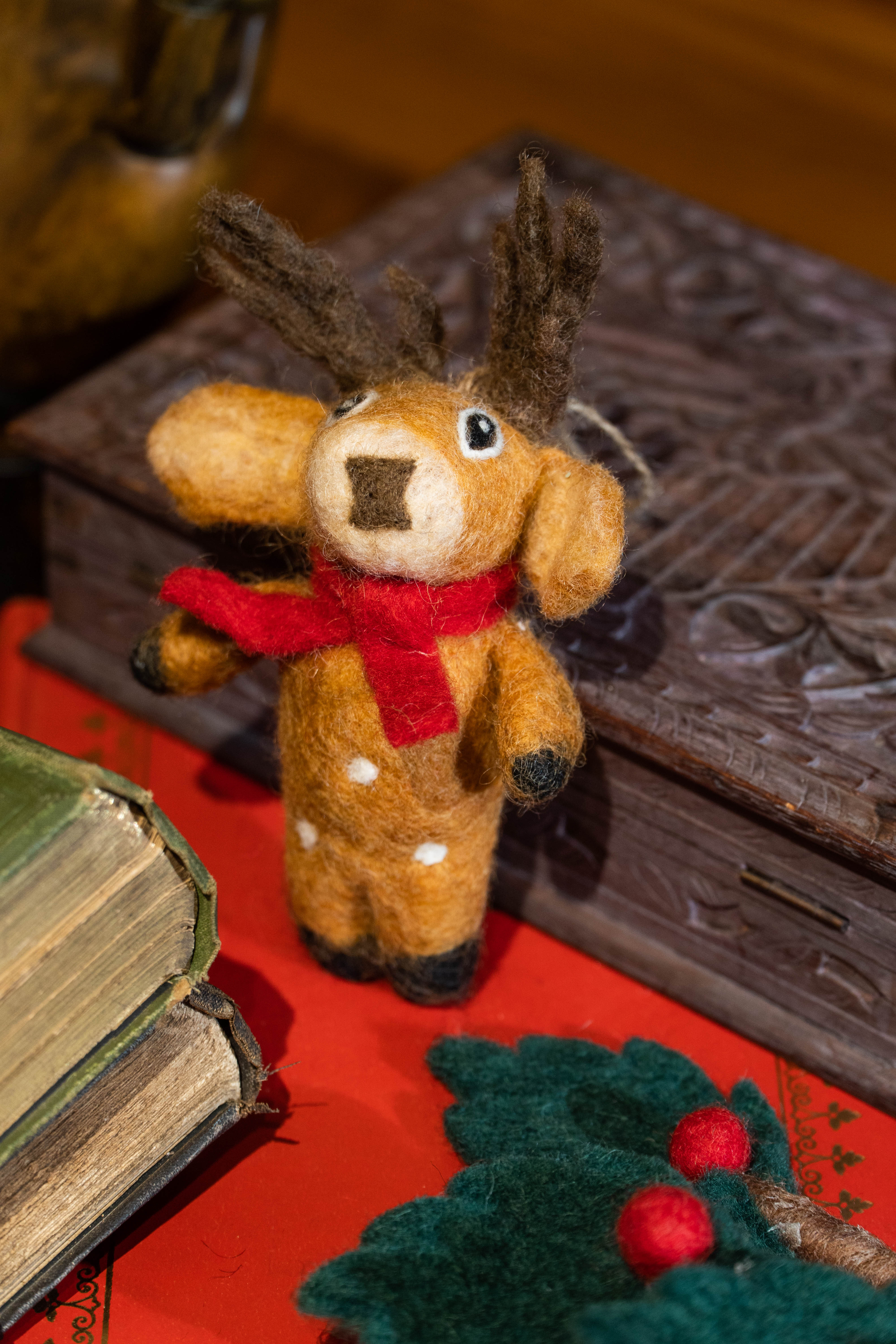 Felt Reindeer with Scarf Charm