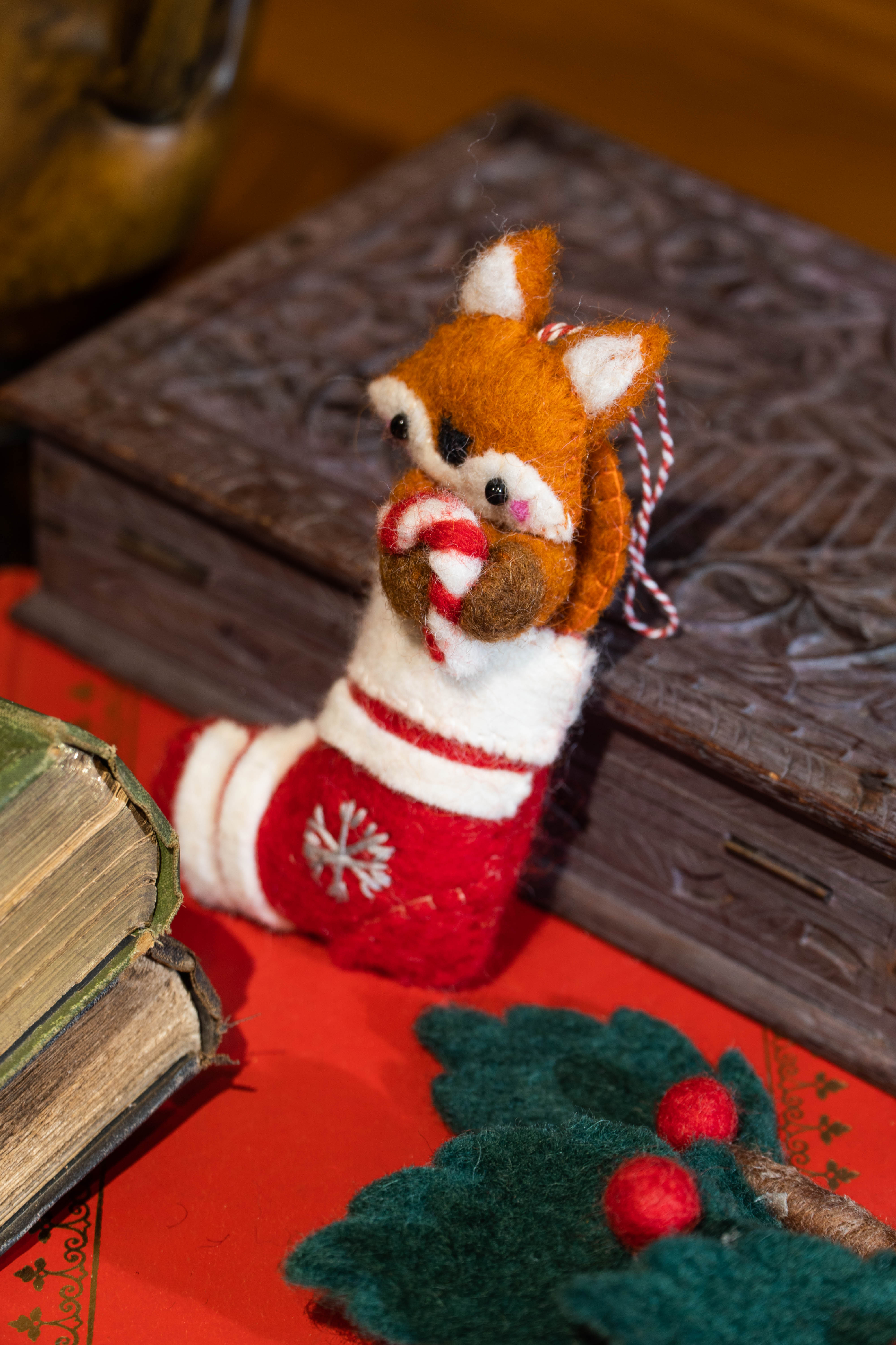 Felt Fox in Socks Charm
