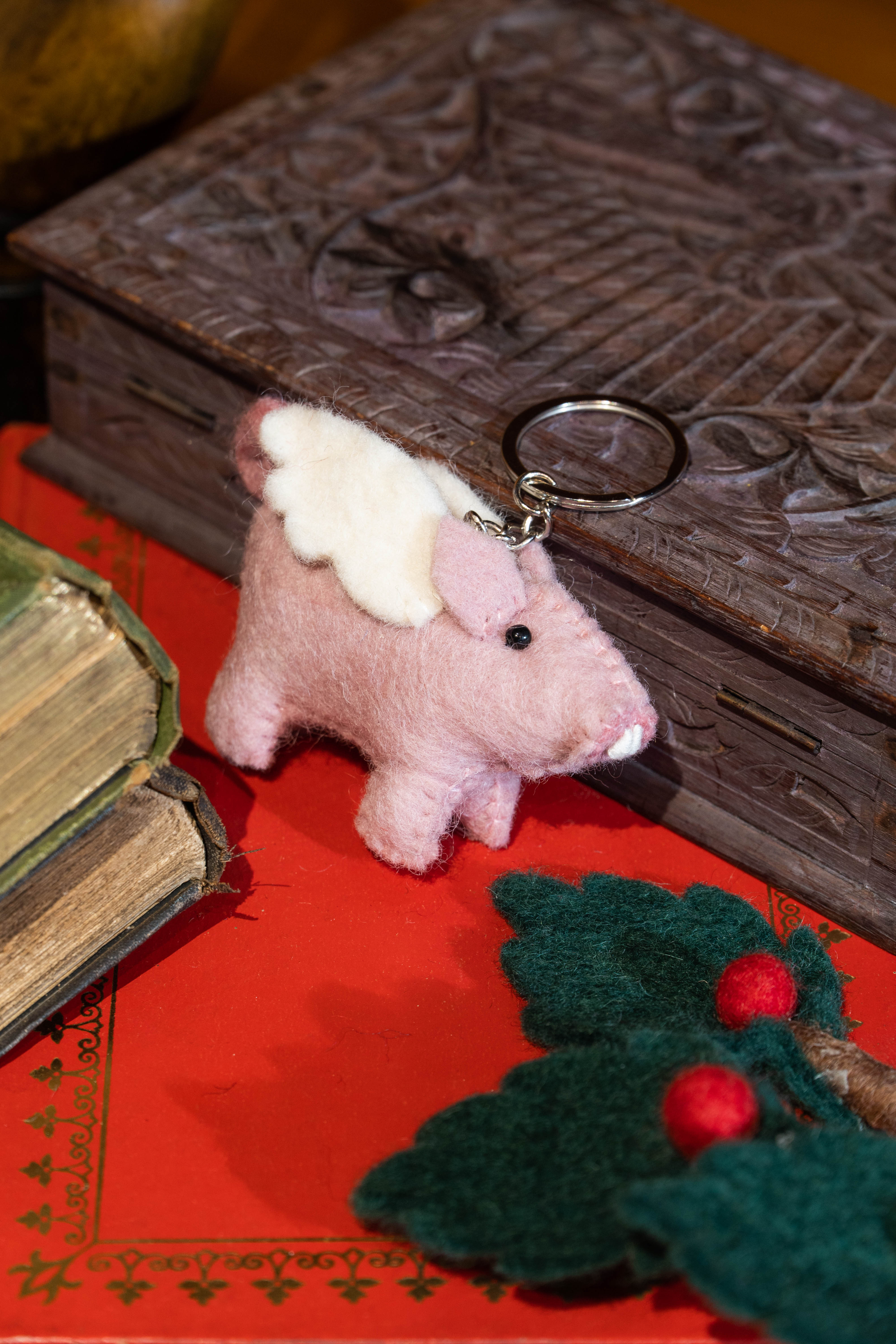Felt Wonder Pig Keychain