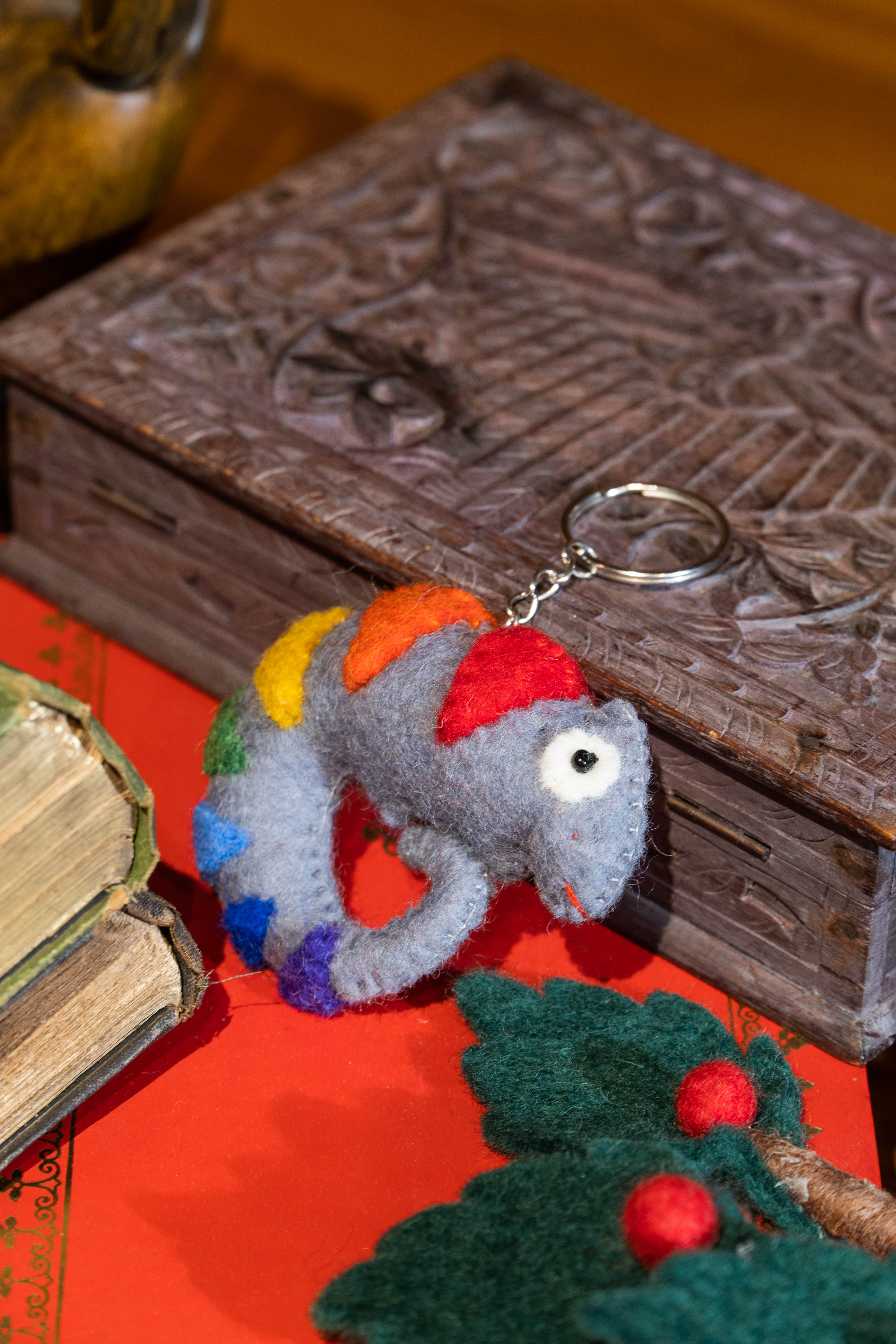 Felt Chameleon Keychain