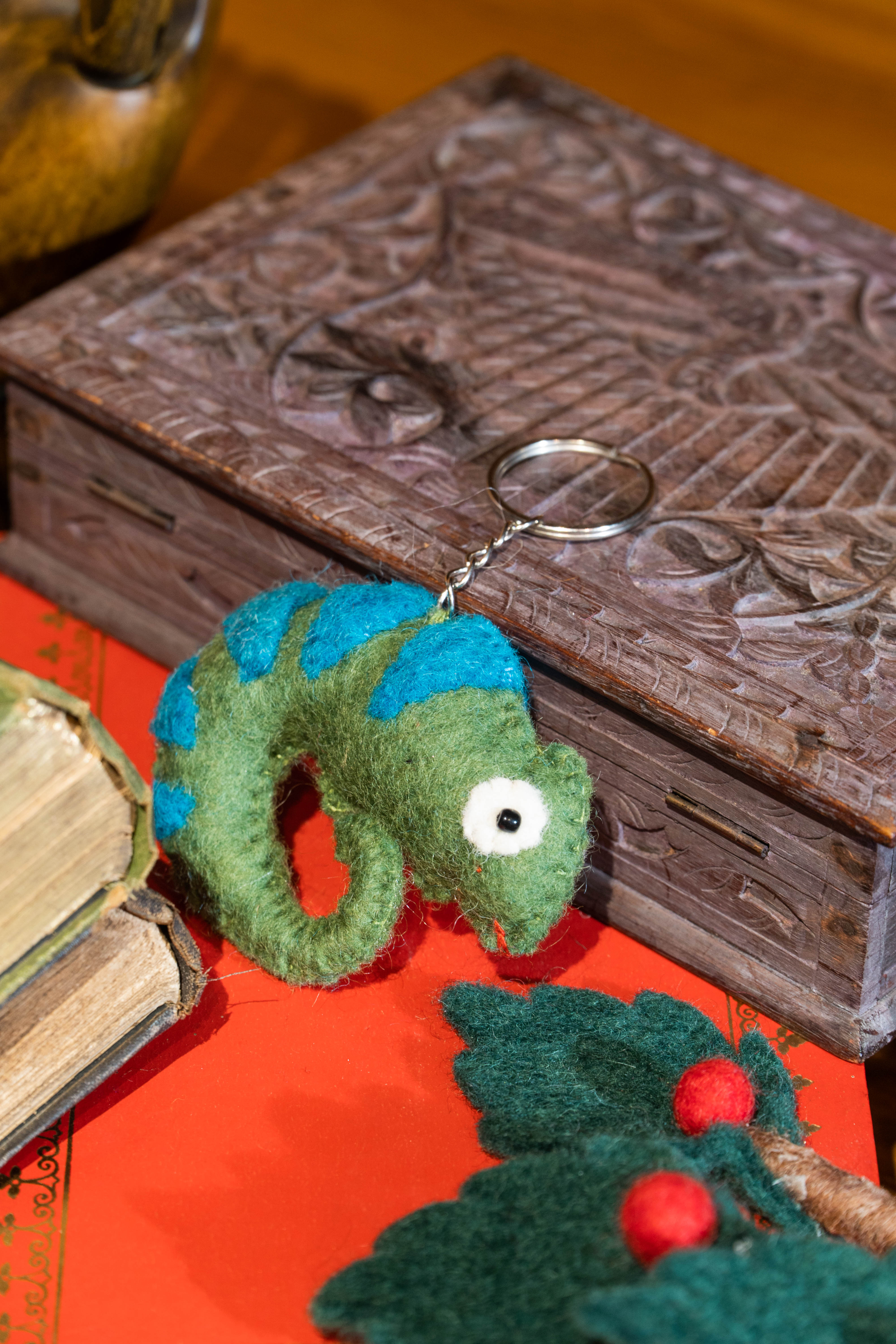 Felt Chameleon Keychain
