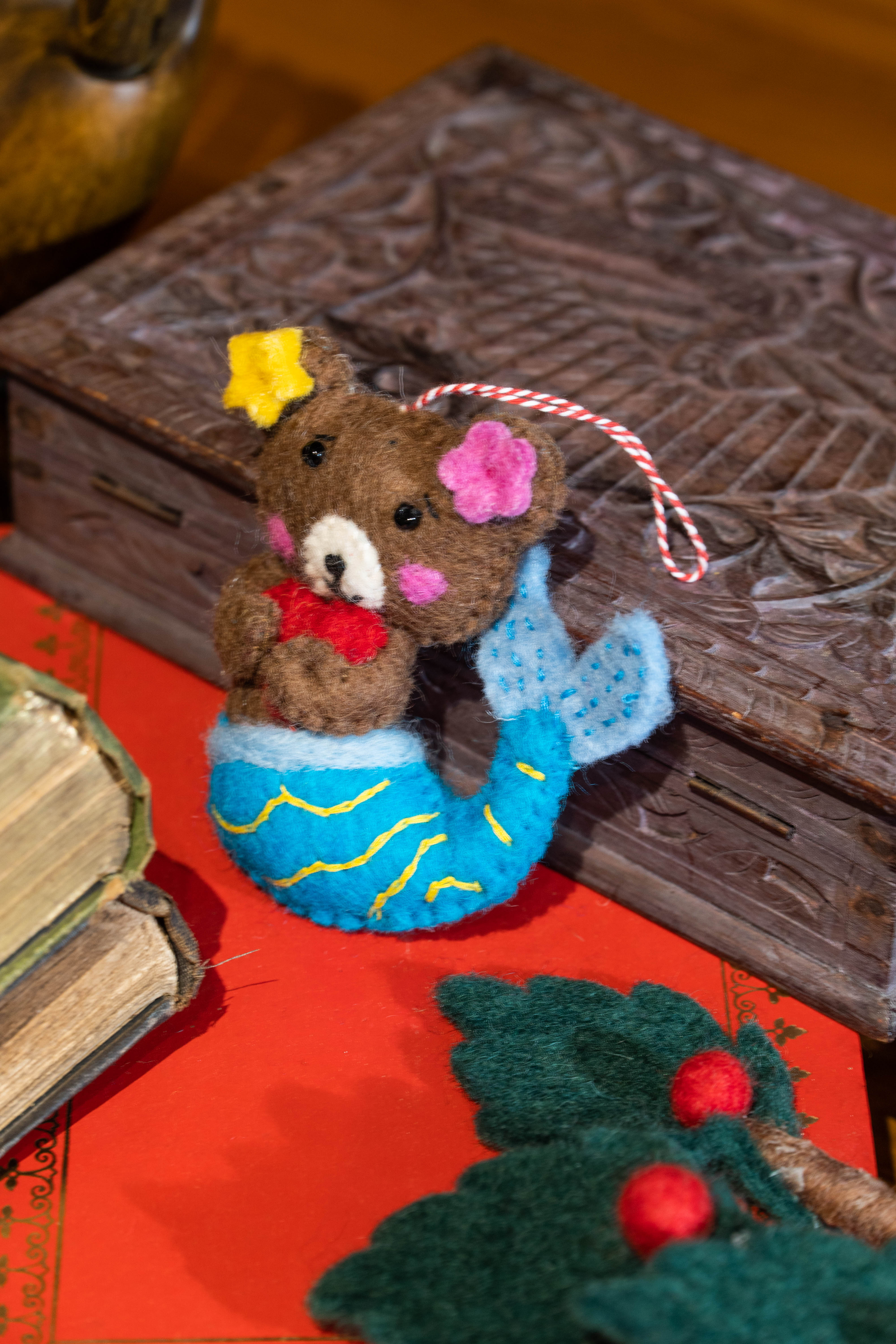 Felt Bear Mermaid Charm