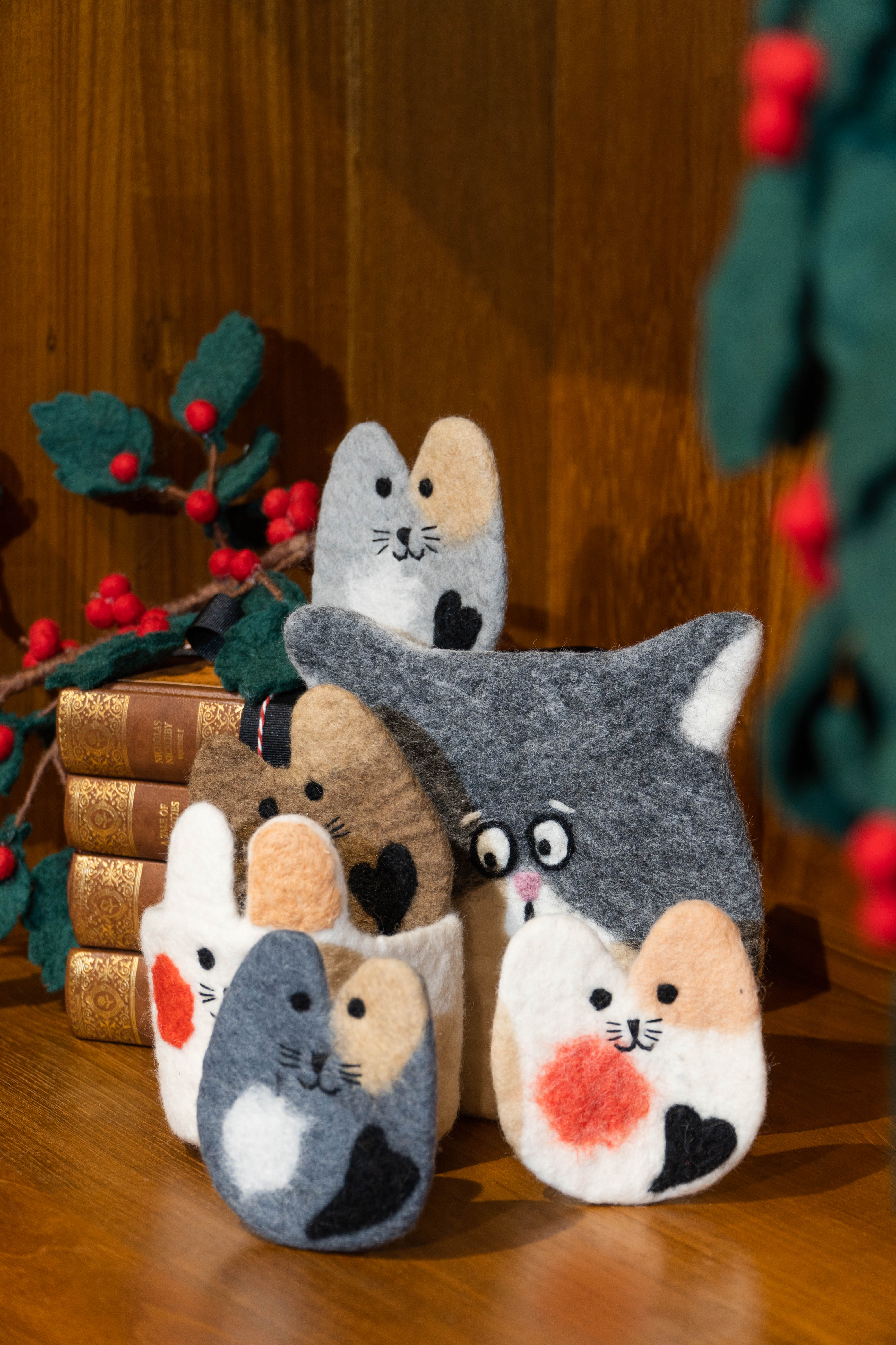 Felt Cat Coaster Set