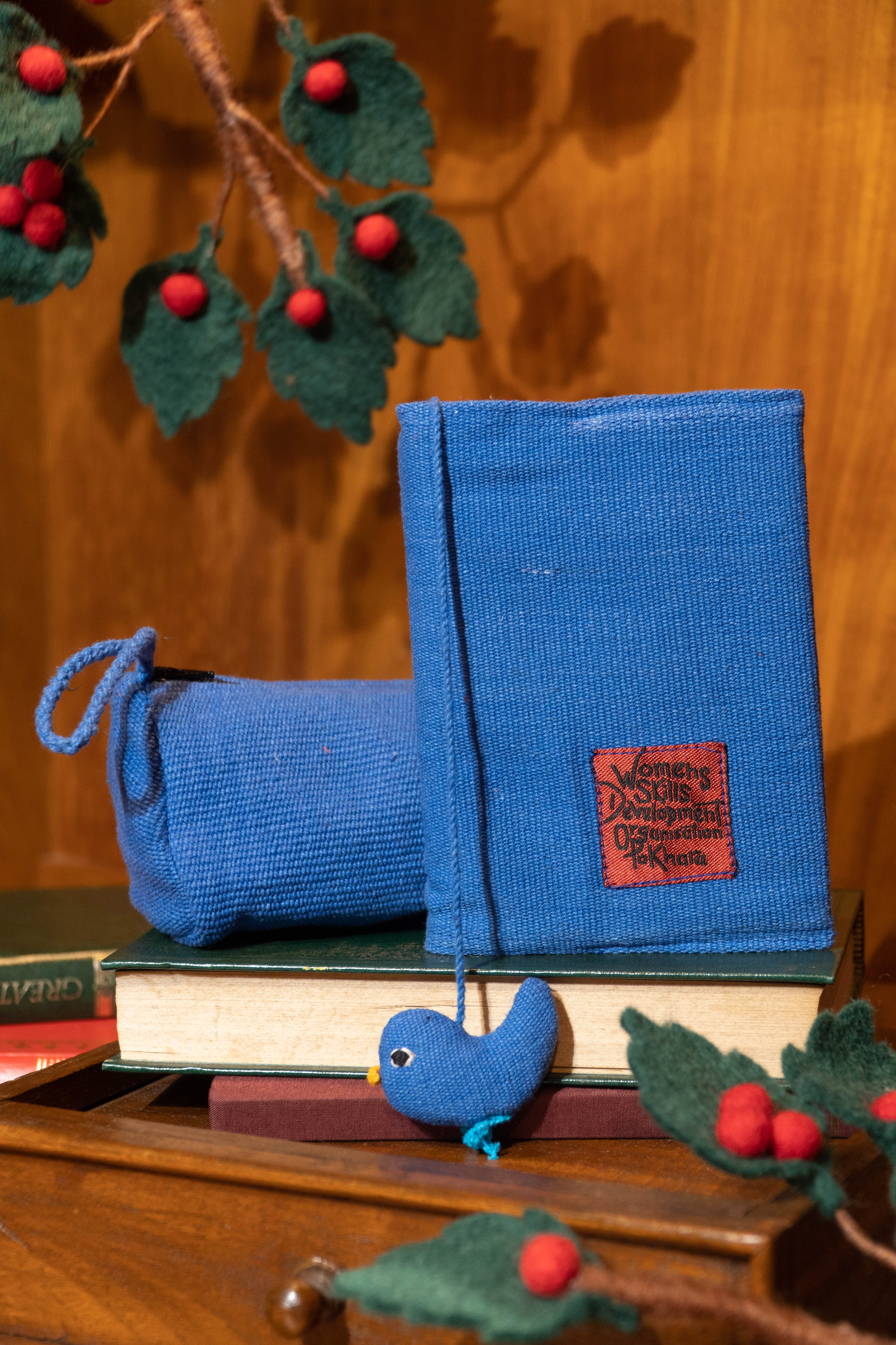 Handwoven Journal with Pencil Case - Persian Blue