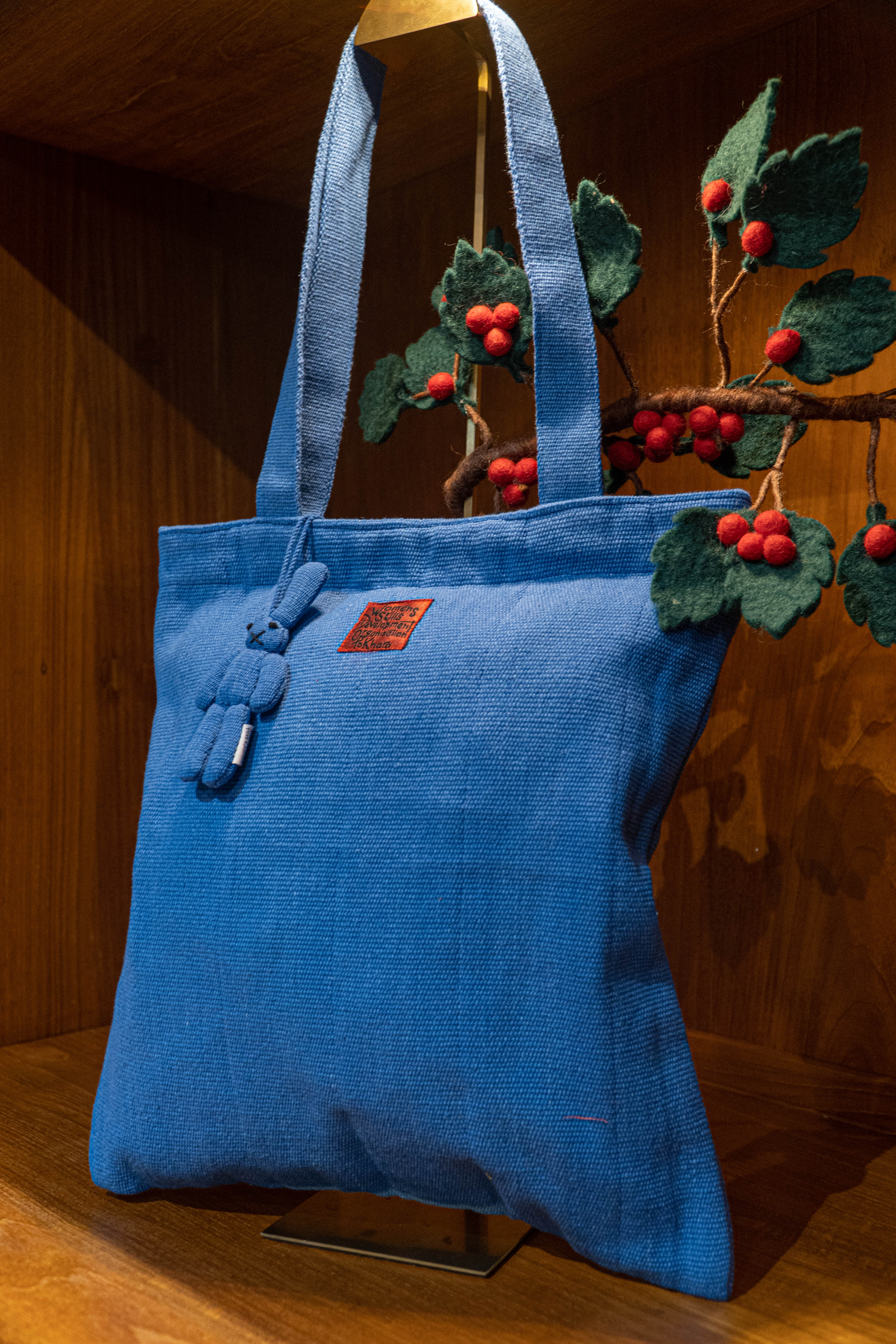 Handwoven Everyday Flat Based Totebag - Persian Blue