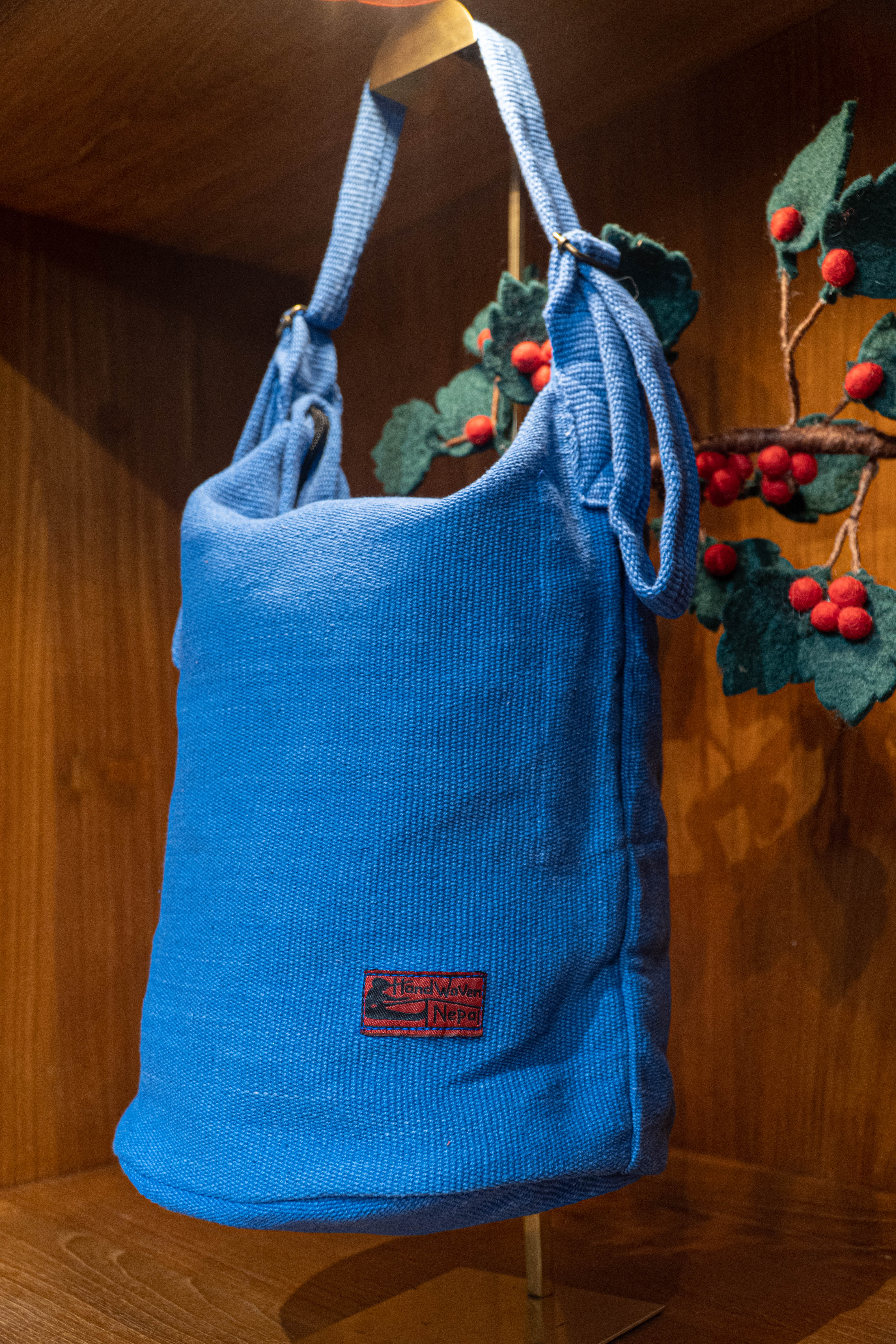 Handwoven Everyday Round Based Totebag - Persian Blue