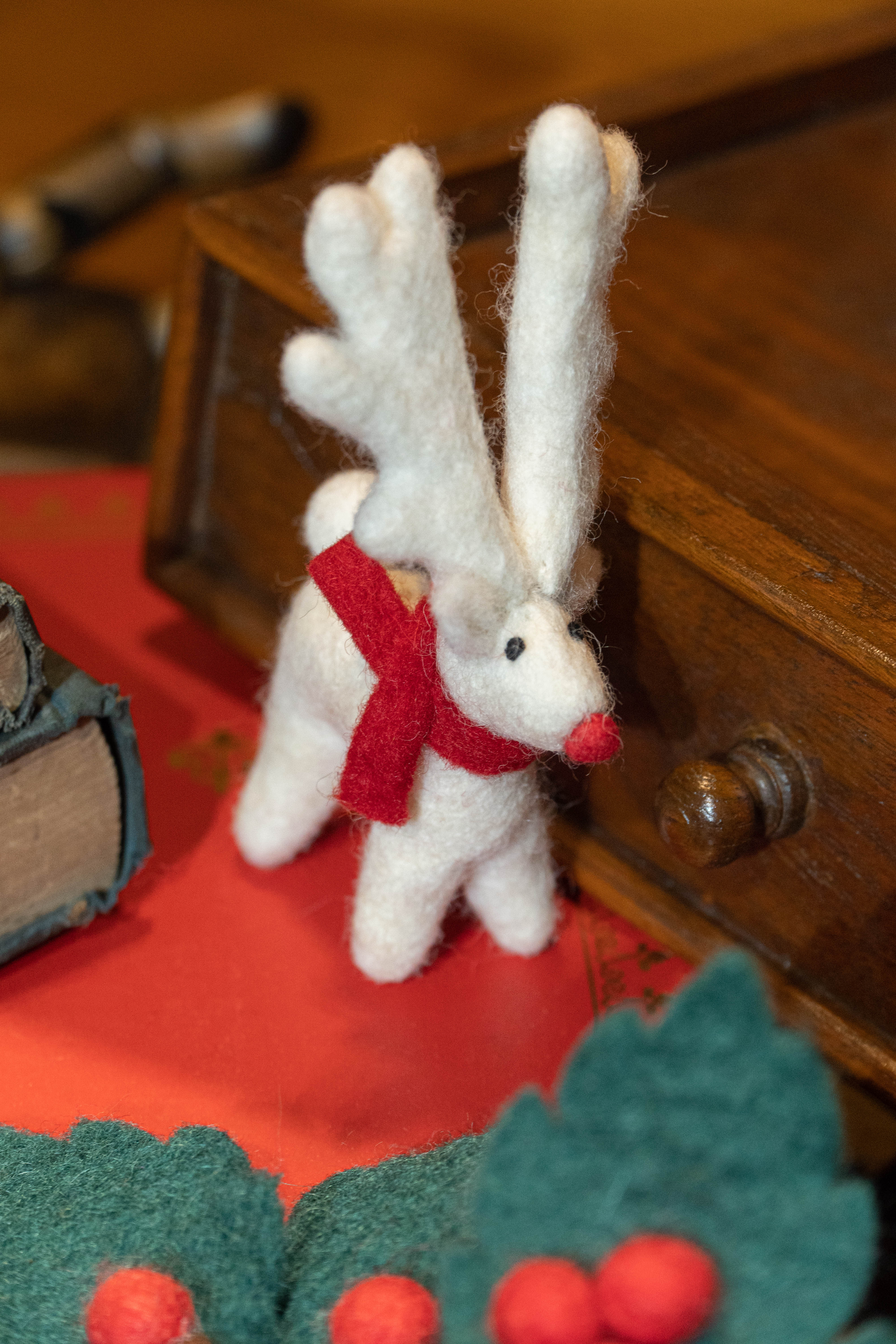 Felt White Reindeer Charm